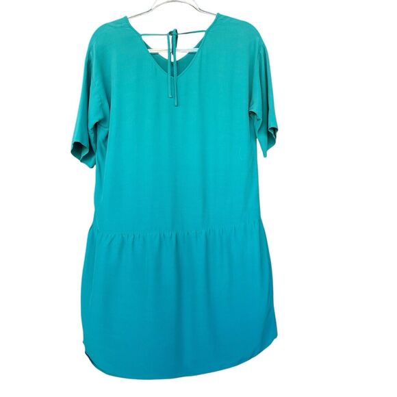 Eileen Fisher Womens Drop Waist Dress Petite Small Casual Turquoise Flowy - Picture 2 of 8